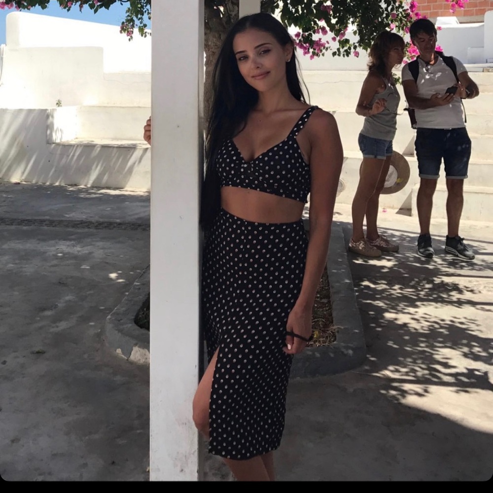 Reformation 2 piece black with cherries